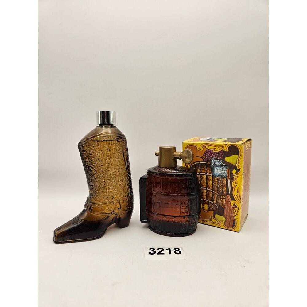 AVON WILD COUNTRY NOVELTY AFTER SHAVE BOTTLE LOT OF 2 COWBOY BOOT BARREL
